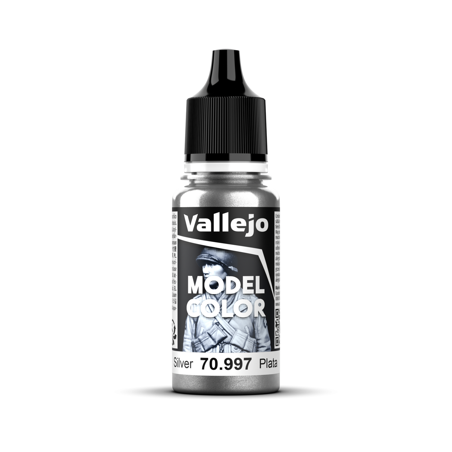 Vallejo Model Colour #195 - Silver - 18 ml Metallic Acrylic Paint