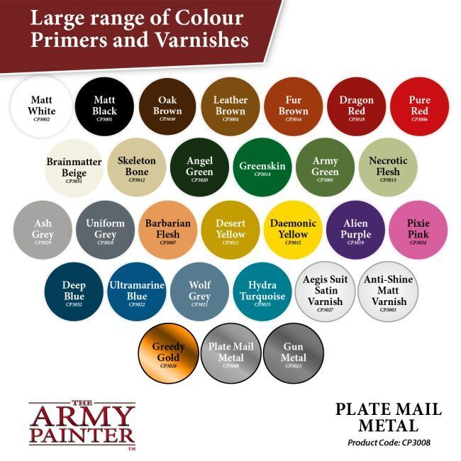 The Army Painter Colour Primer - Plate Mail Metal - 400ml Spray Paint