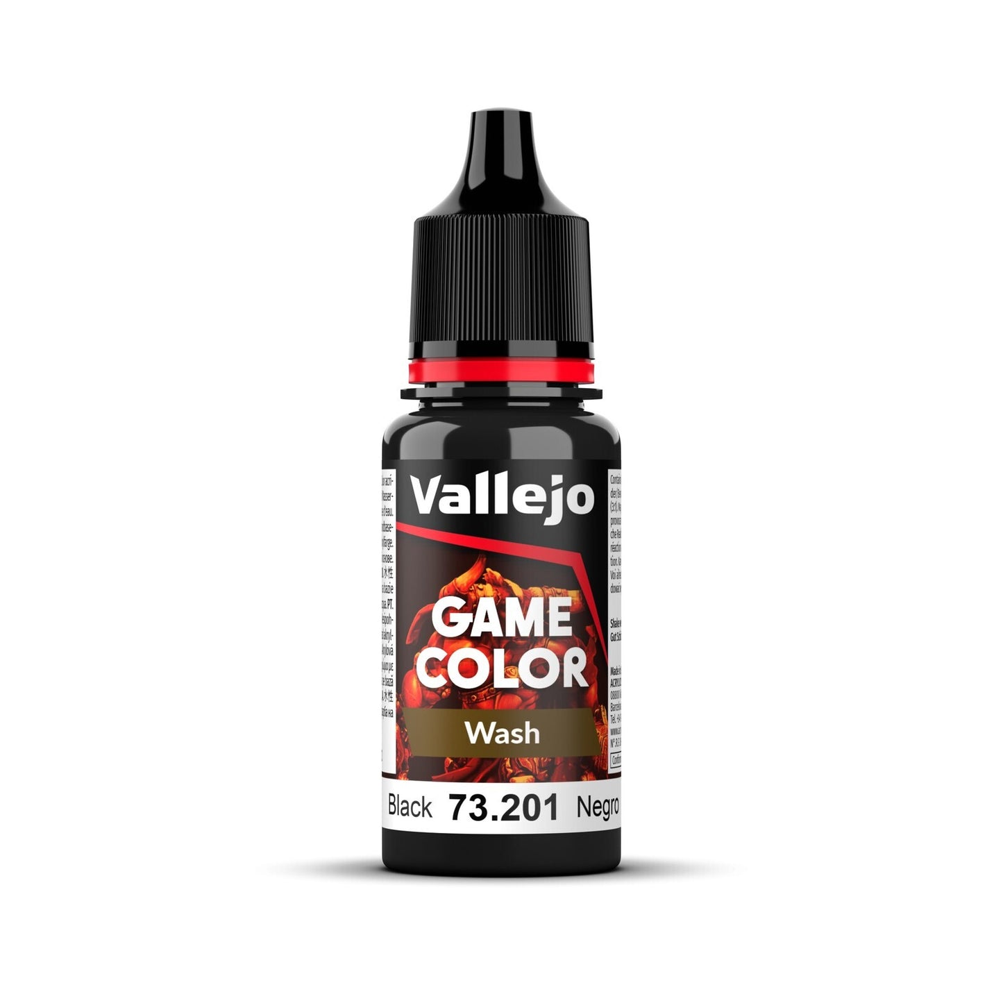 Vallejo Game Colour Wash Black 18ml Acrylic Paint - New Formulation