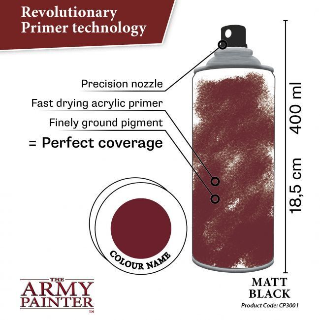 The Army Painter Base Primer - Matt Black - 400ml Spray Paint