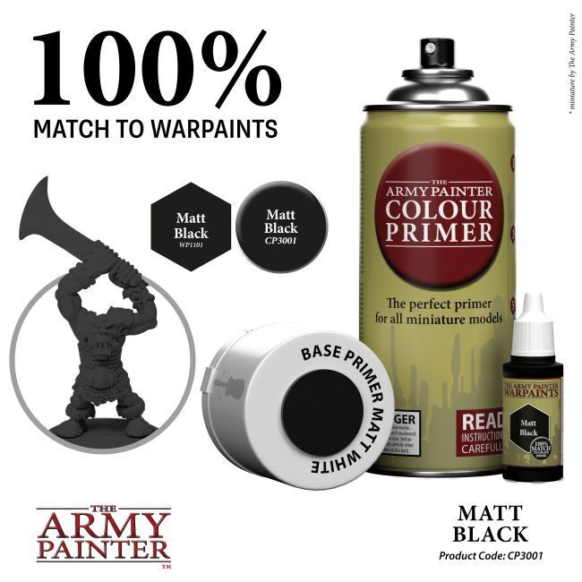 The Army Painter Base Primer - Matt Black - 400ml Spray Paint
