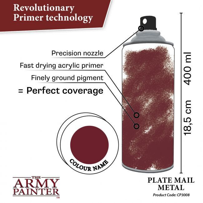 The Army Painter Colour Primer - Plate Mail Metal - 400ml Spray Paint