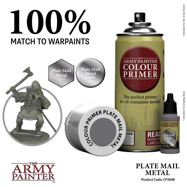 The Army Painter Colour Primer - Plate Mail Metal - 400ml Spray Paint